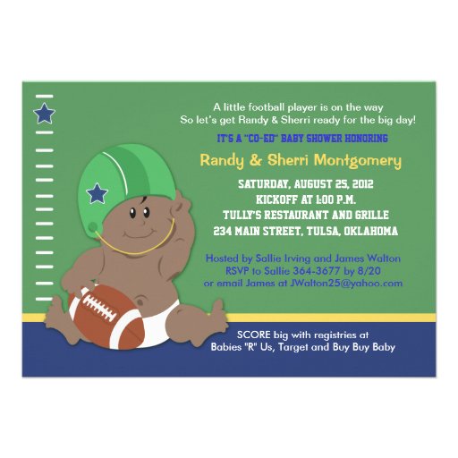 Le bébé du football folâtre le baby shower de thèm faire-parts