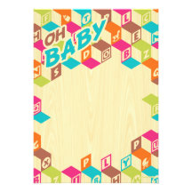 Le bébé en bois bloque des invitations de baby sho