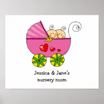 Le bébé jumelle la pièce de crèche posters