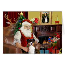 Le berger australien de Père Noël (tri) Cartes De Vœux