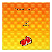 Le bifteck du boucher jaune-orange invitations personnalisées