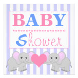Le blanc mignon de Blue& de bébé d'éléphant jumell Faire-part
