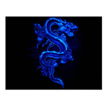 le bleu-dragon-noir-feu cartes postales