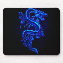 le bleu-dragon-noir-feu tapis de souris