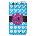 Le bleu fleurit la tulipe de diamants de monogramm étui motorola droid RAZR