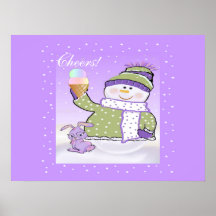 Le bonhomme de neige encourage le modèle d'affiche