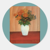 Le bouquet de Henri Rousseau des fleurs (circa 190 Autocollants Ronds