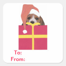 Le cadeau de chapeau de Père Noël de beagle étique
