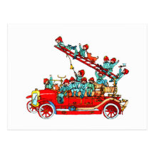 Le camion de pompiers badine la carte postale