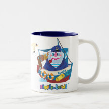 Le capitaine dans son chalutier tasse