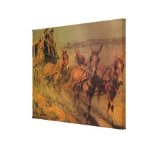 Le car d'étape par John Borein, cowboys vintages Toile Tendue