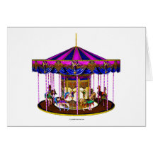 Le carrousel rose cartes de vœux