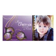 Le carte photo élégant de Noël ornemente et tourbi Carte Avec Photo