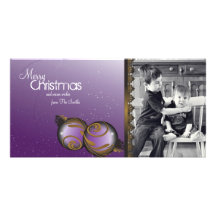 Le carte photo élégant de Noël ornemente et tourbi Cartes De Vœux Avec Photo