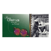 Le carte photo élégant de Noël ornemente et tourbi Cartes De Vœux Avec Photo