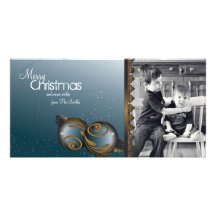 Le carte photo élégant de Noël ornemente et tourbi Photocartes Personnalisées