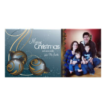 Le carte photo élégant de Noël ornemente et tourbi Photocartes Personnalisées