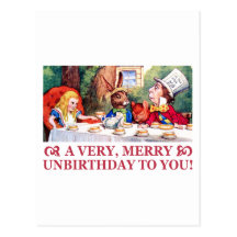 LE CHAPELIER FOU SOUHAITE À ALICE UN UNBIRTHDAY TR CARTE POSTALE