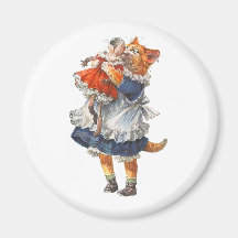 Le chat adorable de Kitty étreint sa poupée cassée Magnets