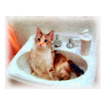 Le chat de l'impressionniste dans une carte postal