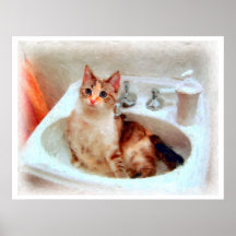 Le chat de l'impressionniste dans une copie de bas posters