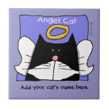 Le chat de smoking d'ange personnalisent carreau