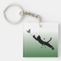 Le chat et le papillon porte-clés