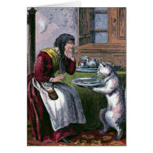 Le "chat illustration de livre vintage apporte poi cartes de vœux