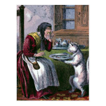 Le "chat illustration de livre vintage apporte poi carte postale