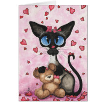 Le chat siamois Valentine soit le mien ours par Bi Carte