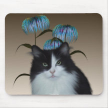 Le chaton fleurit Mousepad Tapis De Souris