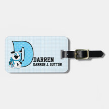 Le chien bleu "D" décoré d'un monogramme badine de Étiquette De Bagages