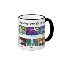 Le chien folâtre le vieux chien de berger anglais tasse