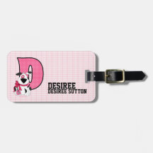 Le chien rose "D" décoré d'un monogramme badine de Étiquette De Bagages