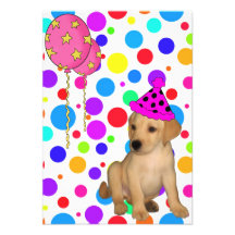 Le chiot de Labrador de fête d'anniversaire repère Faire-parts