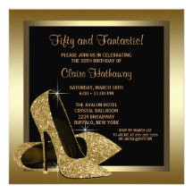 Le cinquantième anniversaire d'or de la femme noir invitation personnalisée