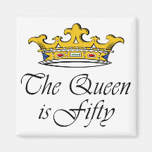 le cinquantième anniversaire la reine est 50 ! magnets pour réfrigérateur