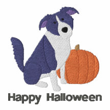 Le citrouille border collie a brodé la chemise (le