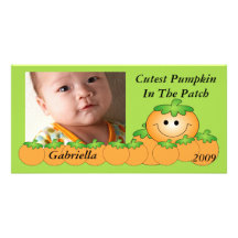 Le citrouille le plus mignon badine le carte photo cartes de vœux avec photo