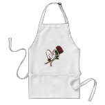 Le coeur de roses rouges fleurit le tablier
