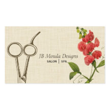 Le coiffeur floral vintage cisaille des ciseaux cartes de visite personnelles