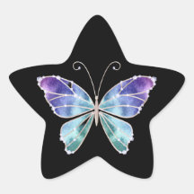 Le cool ombrage le papillon d'ailes d'arc-en-ciel stickers en étoile