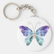 Le cool ombrage le papillon d'ailes d'arc-en-ciel porte-clefs