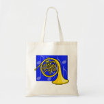 Le cor de harmonie, jaune, avec les notes bleues s sac