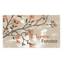 Le corail vintage fleurit le taupe grunge floral cartes de visite professionnelles