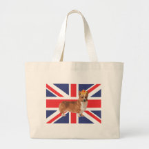 Le corgi de la Reine avec la couronne et l'Union J Sacs De Toile