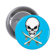Le crâne avec la croix fait de la planche à roulet badges avec agrafe