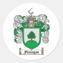 LE CREST DE FAMILLE DE FLANAGAN - MANTEAU DE FLANA AUTOCOLLANTS RONDS