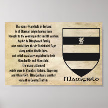 LE CREST DE FAMILLE DE MANSFIELD ET ORIGINE DU NOM POSTERS