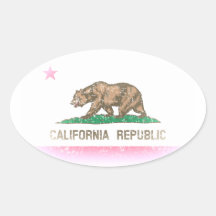 Le cru se fanent drapeau de la Californie Autocollants Ovales